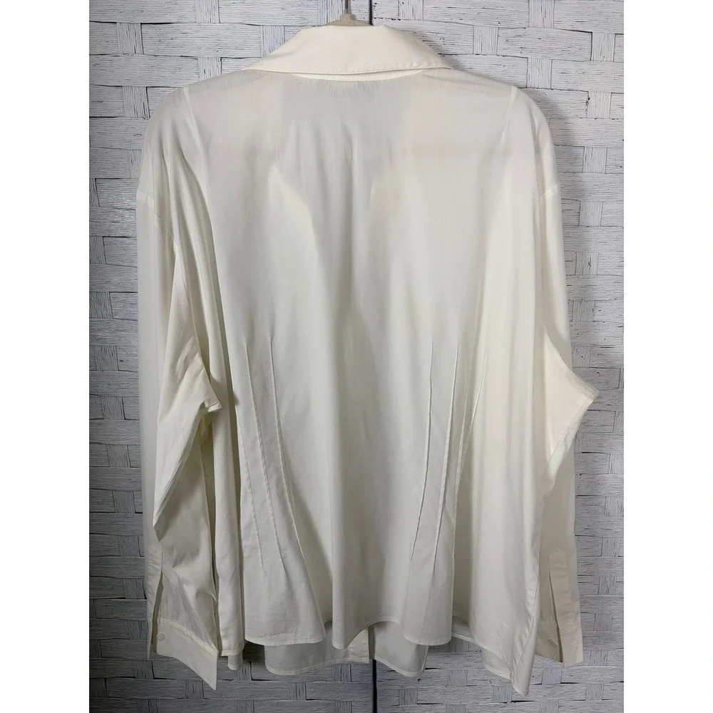 Lafayette 148 women's blouse button up cream pleaded feminine office plus size - Picture 3 of 9